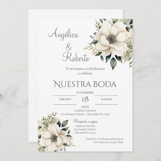 Boho Spanish Wedding Invitation Kaart (Voorkant / Achterkant)