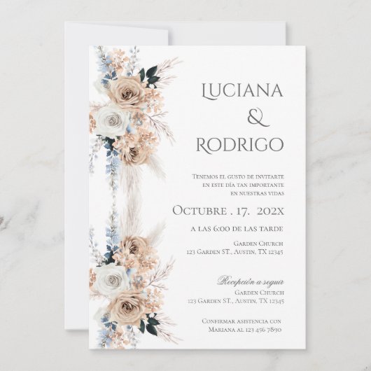 Boho Spanish Wedding Invitation Kaart (Voorkant)