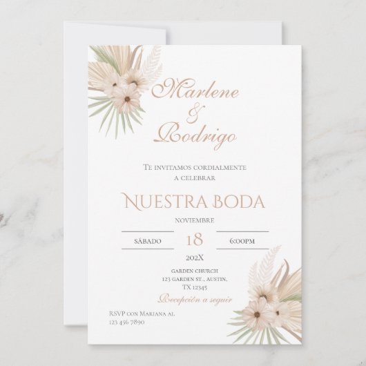 Boho Spanish Wedding Invitation Kaart (Voorkant)