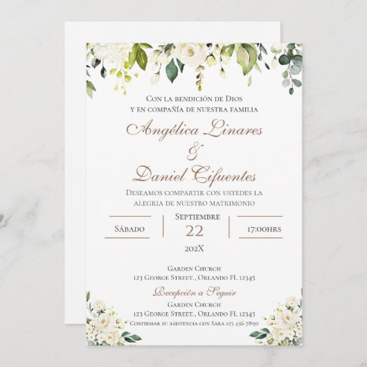 Boho Spanish Wedding Invitation Kaart (Voorkant / Achterkant)