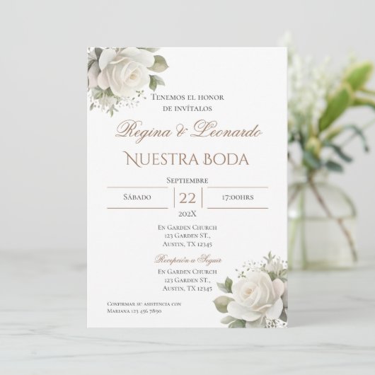 Boho Spanish Wedding Invitation Kaart (Staand voorkant)