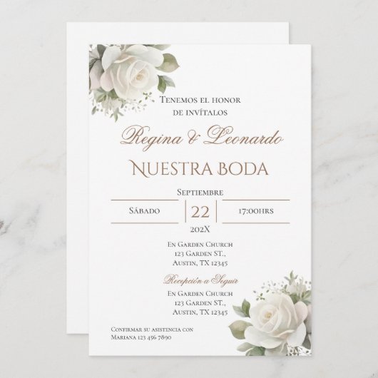 Boho Spanish Wedding Invitation Kaart (Voorkant / Achterkant)