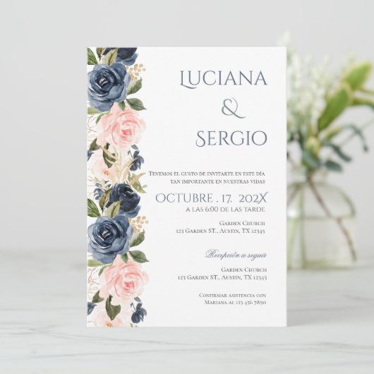 Boho Spanish Wedding Invitation Kaart (Staand voorkant)