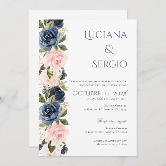 Boho Spanish Wedding Invitation Kaart (Voorkant / Achterkant)