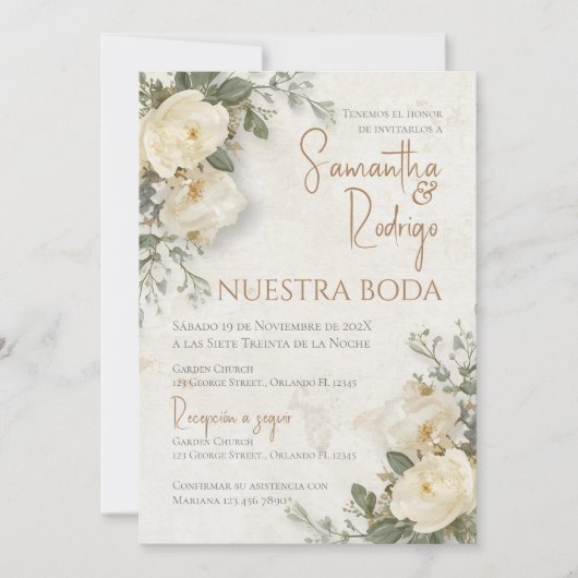 Boho Spanish Wedding Invitation Kaart (Voorkant)
