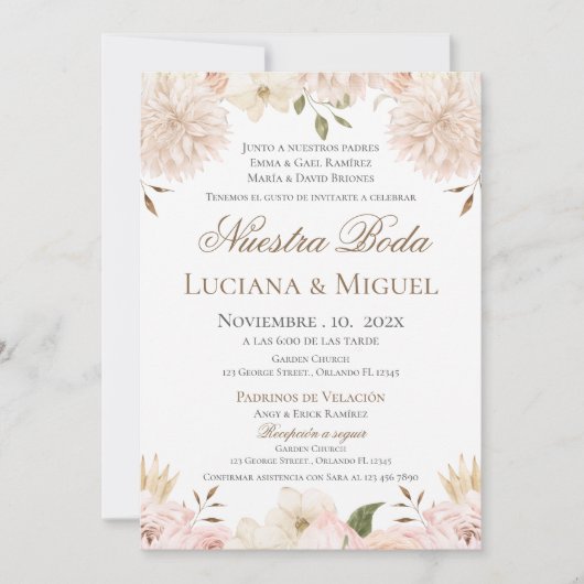 Boho Spanish Wedding Invitation Kaart (Voorkant)