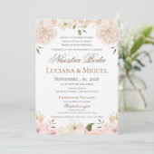 Boho Spanish Wedding Invitation Kaart (Staand voorkant)