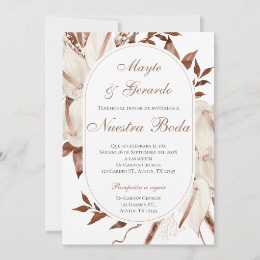 Boho Spanish Wedding Invitation Kaart (Voorkant)