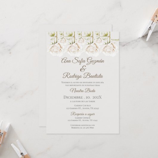 Boho Spanish Wedding Invitation Kaart (Voorkant / Achterkant in situ)
