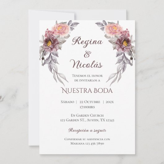 Boho Spanish Wedding Invitation Kaart (Voorkant)