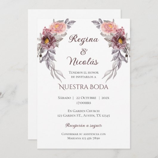 Boho Spanish Wedding Invitation Kaart (Voorkant / Achterkant)