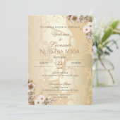 Boho Spanish Wedding Invitation Kaart (Staand voorkant)