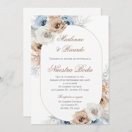 Boho Spanish Wedding Invitation Kaart (Voorkant / Achterkant)