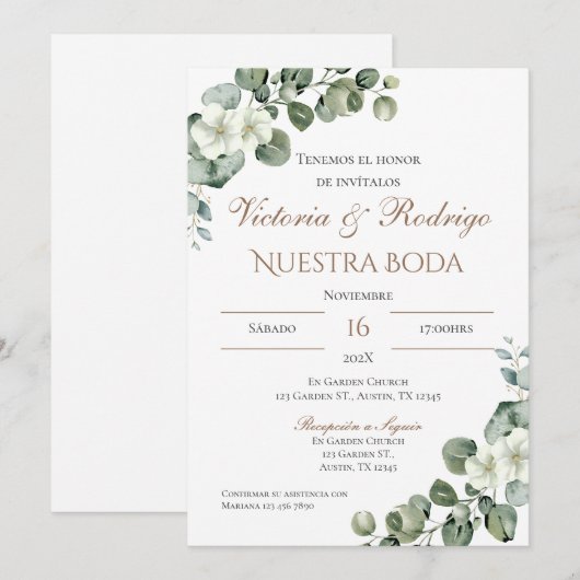 Boho Spanish Wedding Invitation Kaart (Voorkant / Achterkant)