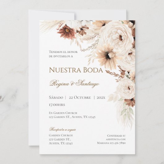 Boho Spanish Wedding Invitation Kaart (Voorkant)