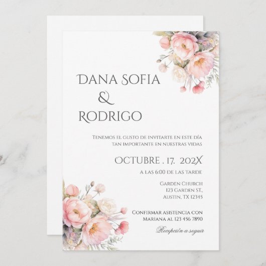 Boho Spanish Wedding Invitation Kaart (Voorkant / Achterkant)