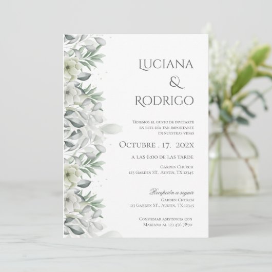 Boho Spanish Wedding Invitation Kaart (Staand voorkant)