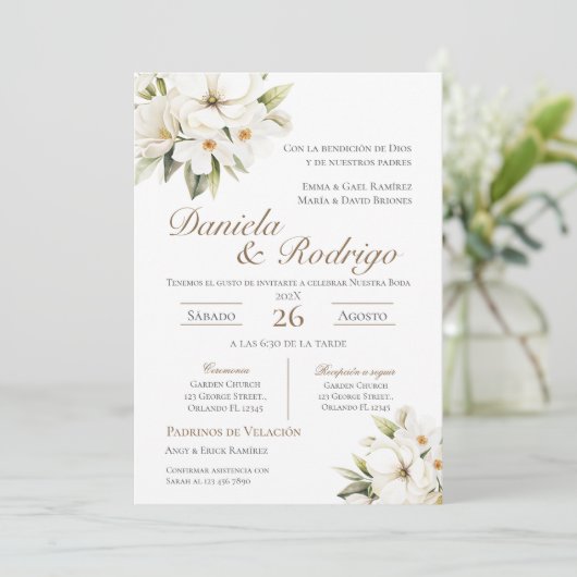 Boho Spanish Wedding Invitation Kaart (Staand voorkant)