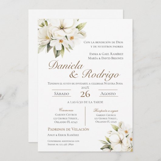 Boho Spanish Wedding Invitation Kaart (Voorkant / Achterkant)
