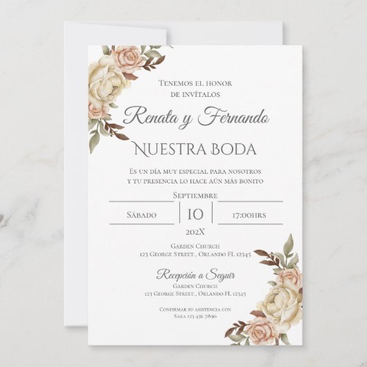 Boho Spanish Wedding Invitation Kaart (Voorkant)