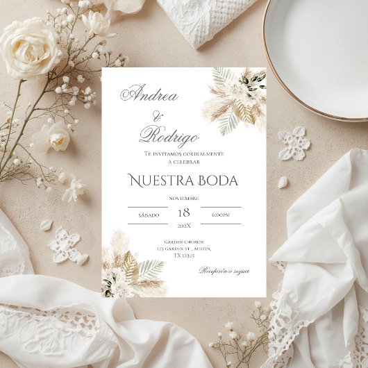 Boho Spanish Wedding Invitation Kaart