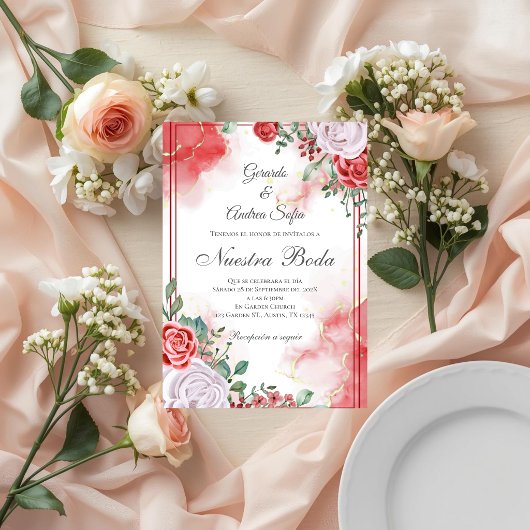 Boho Spanish Wedding Invitation Kaart