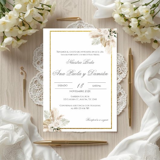 Boho Spanish Wedding Invitation Kaart