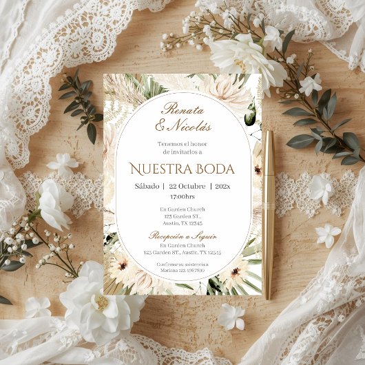 Boho Spanish Wedding Invitation Kaart