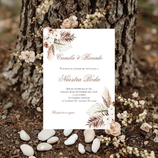 Boho Spanish Wedding Invitation Kaart