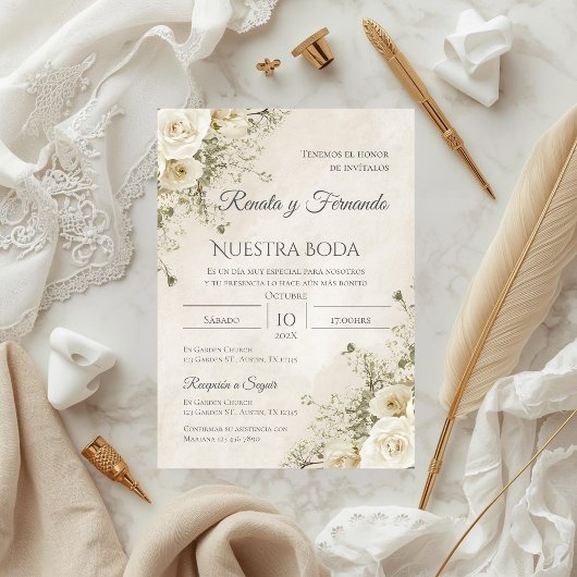 Boho Spanish Wedding Invitation Kaart