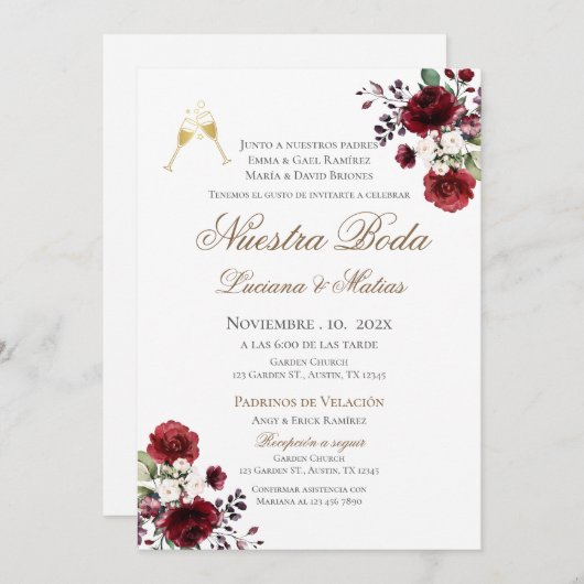Boho Spanish Wedding Invitation Kaart (Voorkant / Achterkant)