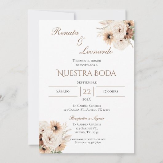 Boho Spanish Wedding Invitation Kaart (Voorkant)
