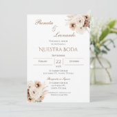 Boho Spanish Wedding Invitation Kaart (Staand voorkant)