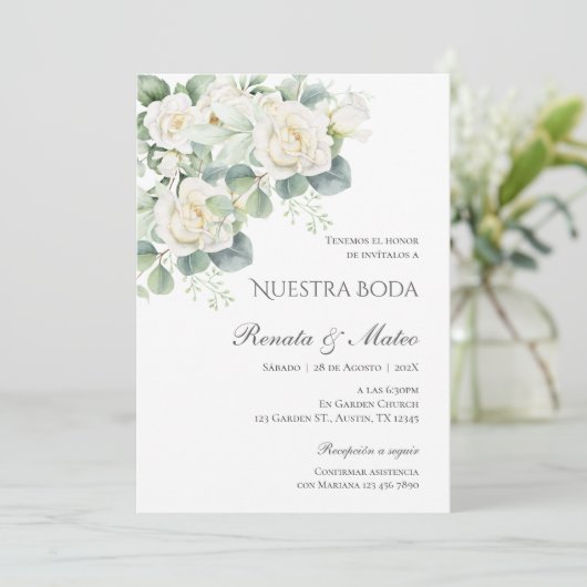 Boho Spanish Wedding Invitation Kaart (Staand voorkant)