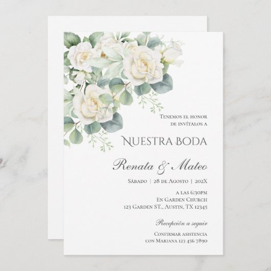 Boho Spanish Wedding Invitation Kaart (Voorkant / Achterkant)