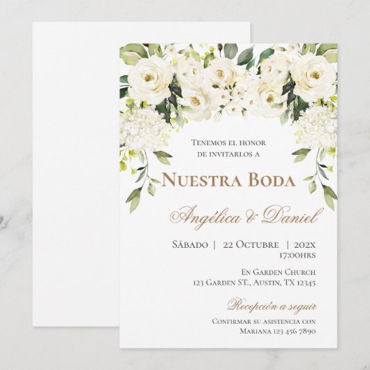 Boho Spanish Wedding Invitation Kaart (Voorkant / Achterkant)