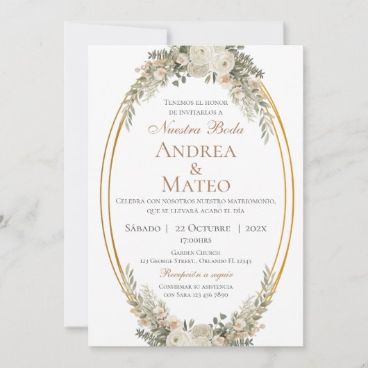Boho Spanish Wedding Invitation Kaart (Voorkant)