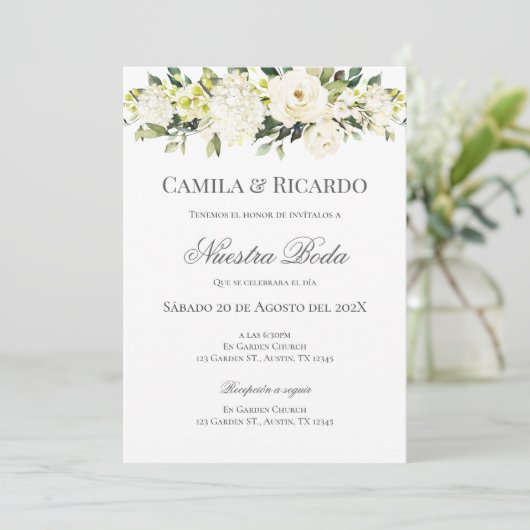 Boho Spanish Wedding Invitation Kaart (Staand voorkant)