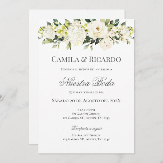 Boho Spanish Wedding Invitation Kaart (Voorkant / Achterkant)