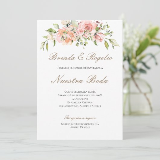 Boho Spanish Wedding Invitation Kaart (Staand voorkant)