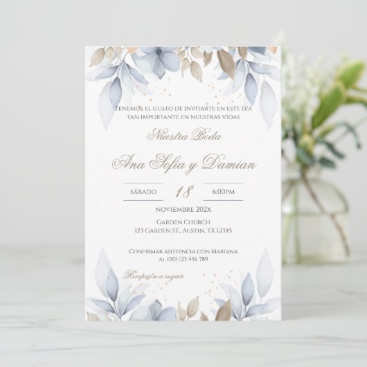 Boho Spanish Wedding Invitation Kaart (Staand voorkant)