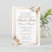 Boho Spanish Wedding Invitation Kaart (Staand voorkant)