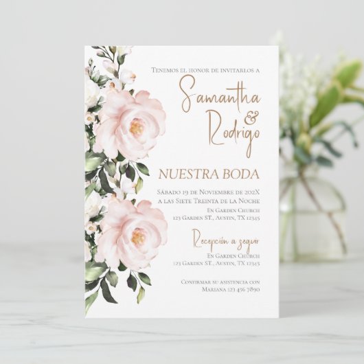 Boho Spanish Wedding Invitation Kaart (Staand voorkant)