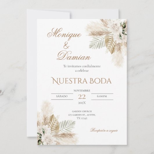 Boho Spanish Wedding Invitation Kaart (Voorkant)