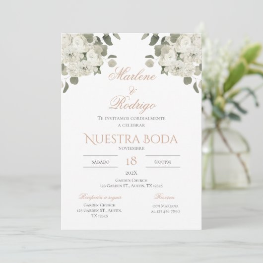 Boho Spanish Wedding Invitation Kaart (Staand voorkant)