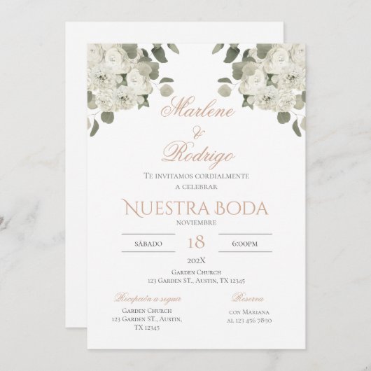 Boho Spanish Wedding Invitation Kaart (Voorkant / Achterkant)