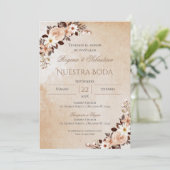 Boho Spanish Wedding Invitation Kaart (Staand voorkant)