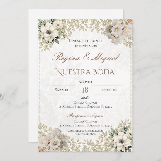 Boho Spanish Wedding Invitation Kaart (Voorkant / Achterkant)