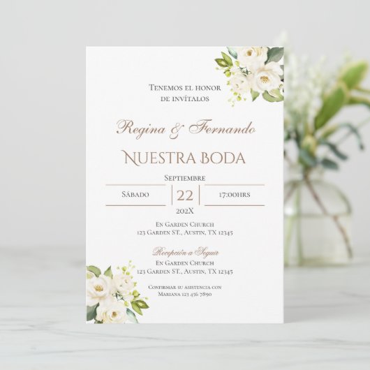 Boho Spanish Wedding Invitation Kaart (Staand voorkant)