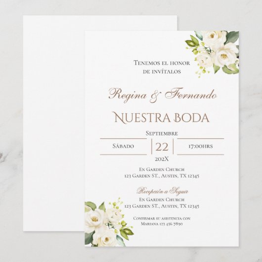 Boho Spanish Wedding Invitation Kaart (Voorkant / Achterkant)